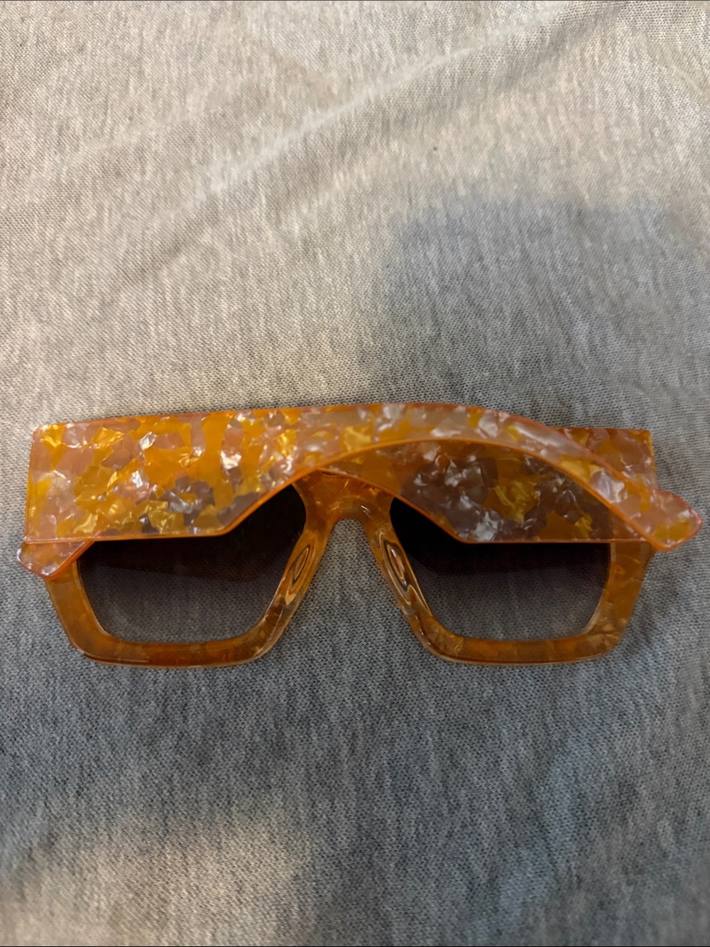 Free People Square Mosaic Frame Sunglasses - Amber Gold - Picture 2 of 5